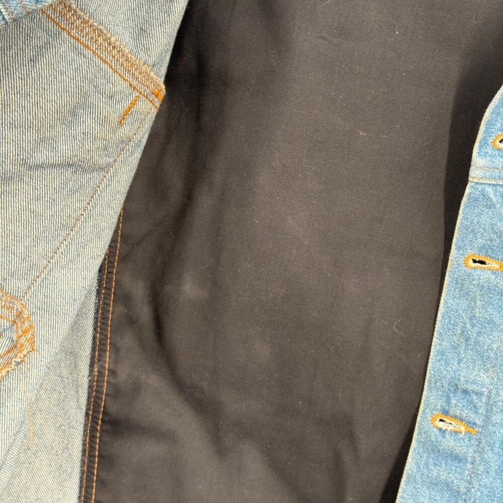 Vintage Denim Jacket W/Leather Back Panel Rock 103 Ronald McDonald House - Picture 9 of 9